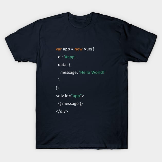 Vue JS VueJS JavaScript Framework T-Shirt by vladocar